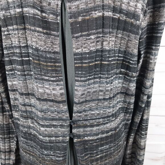 Miss Me Long Cardigan Womens M Pockets Button Up Long Sleeve Black Gray Expands - Picture 7 of 12